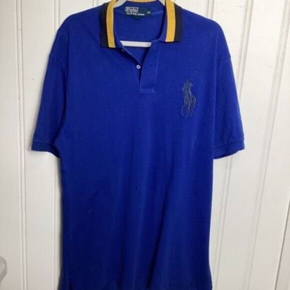 Polo Ralph Lauren Mens Big Pony Logo Polo Rugby Shirt Sz XL Royal Blue - Picture 1 of 5